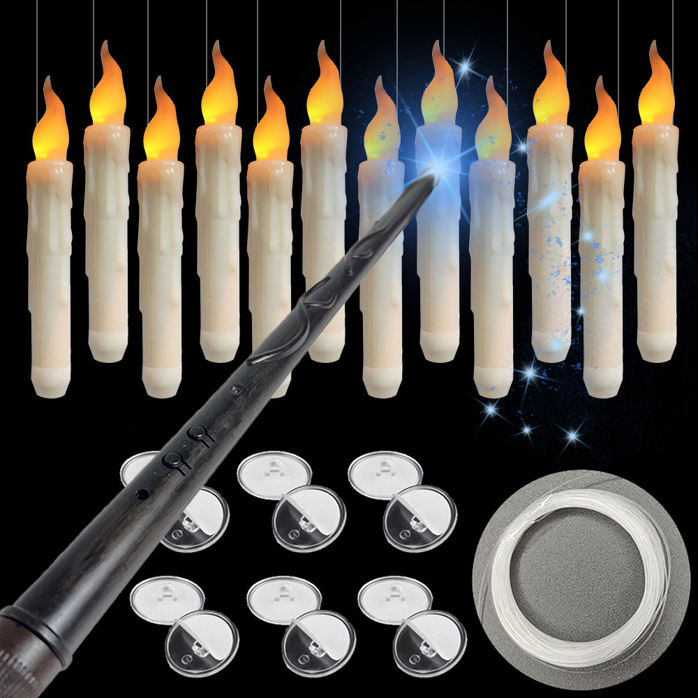 Candle Wick - Flameless Ivory Taper Candles Flickering with