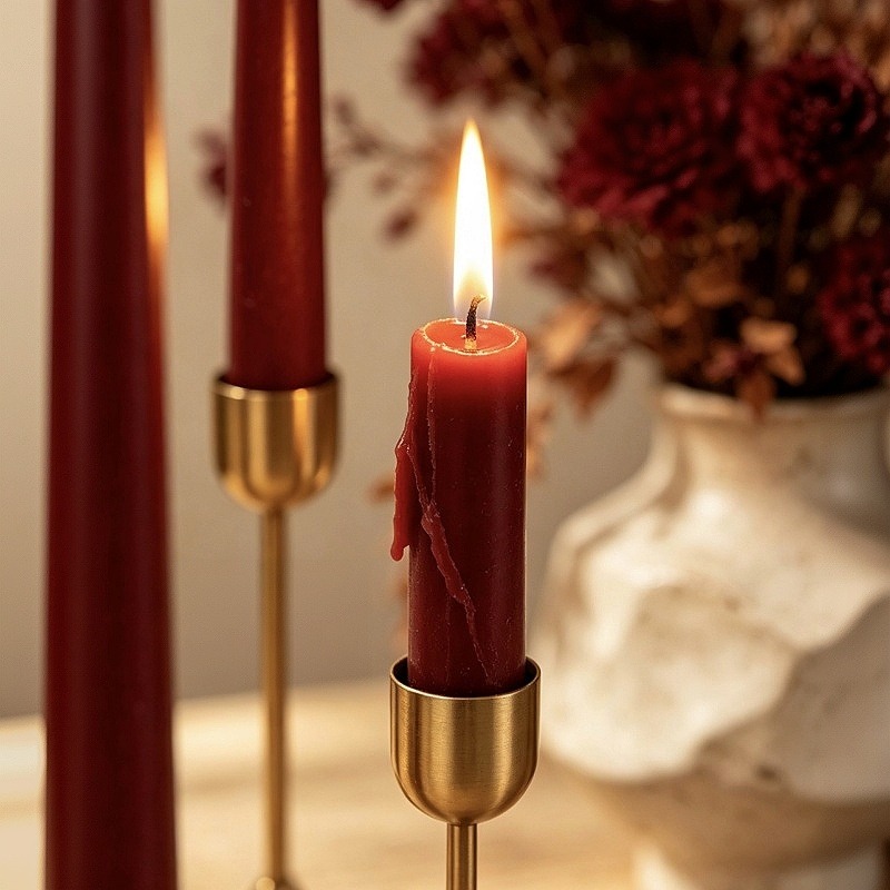 Burgundy Taper Candles, Long S - đánh giá và giá Soy Wax