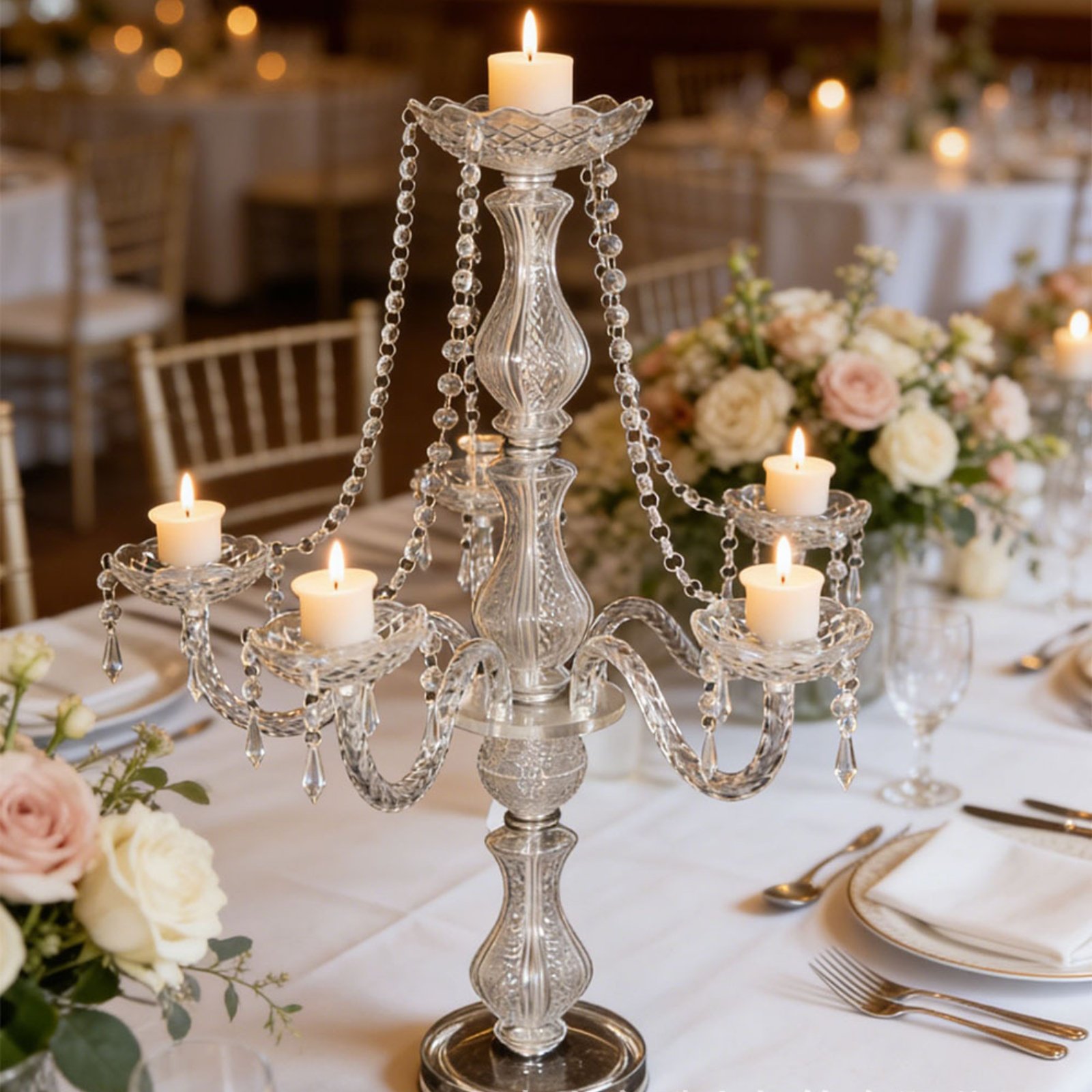 Crystal Candelabra Elegant Wed - đánh giá và giá Silk Candle